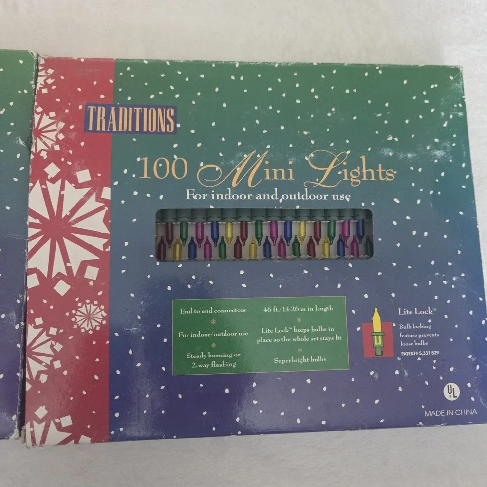Vtg 100 Holiday Traditions Mini String Multi‎ Color Christmas Lights 46' Each